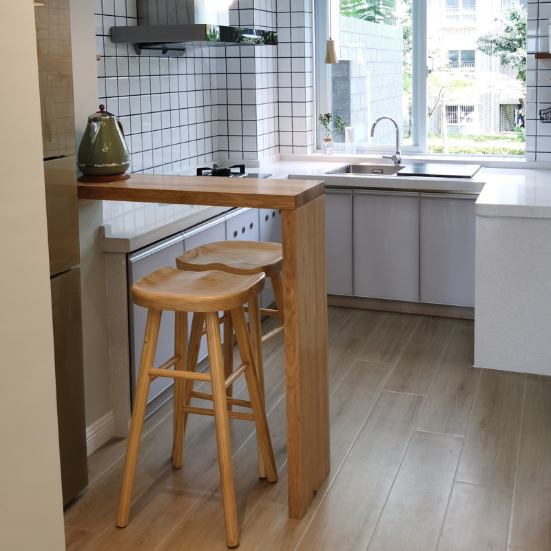 Home Bar Table Partition Integral Home Living Room Log Open Kitchen Island Desk High Foot Solid Wood Small Table And Chairs