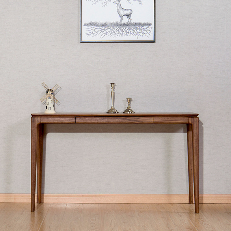 Black walnut solid wood porch table against the wall new Chinese-style modern Nordic ash cherry wood strip case light luxury narrow case table