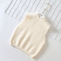 Girls waistcoat autumn winter clothing 2021 new childrens baby water mink frizz knitted waistcoat jacket outside wearing thickened