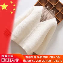 Baby sweater new autumn and winter mink velvet pullover foreign-style childrens outfit plus velvet thickened girls high collar base shirt