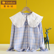 Girl Long Sleeve Shirt CUHK Child Plaid Shirt 2022 Autumn Fit New Woman Baby Foreign Air Pure Cotton With Base Blouse