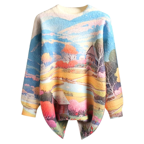 Детский длинный бархатный демисезонный двусторонний окрашенный базовый приятный телу свитер, средней длины, в западном стиле