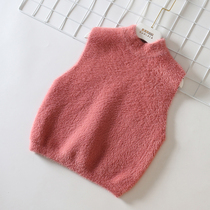Girl Waistcoat Ocean Qi Children 2021 Spring Autumn Dress Womens Baby Outside Wearing Knitwear Sweater Vest Waistcoat Head Winter