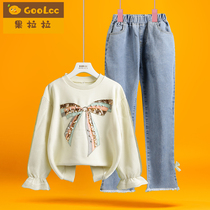 Girl Suit Nets Red Ocean Air 2022 Spring Autumn Dress New Children Little Girl Baby Girl Two Sets Big Boy Clothes