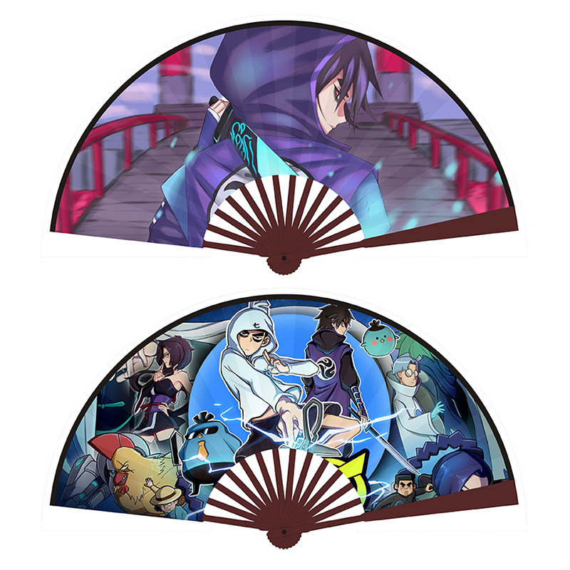 Famous Detective Conan Ghost Fire Extinguishment Ninja Wu 67 Cartoon Network Tours Perimeter Fold Fan Bamboo and Silk Cloth Students 