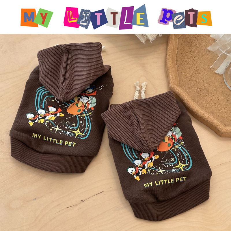 Mylittlepets Pet Clothing Dog Autumn and Winter Melard Cartoon Pure Cotton Hooded Sweatshirt Yorkshire Terrier