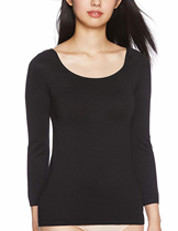 Japan imports thick wood thermal underwear blouses with large round U collar and collarbone