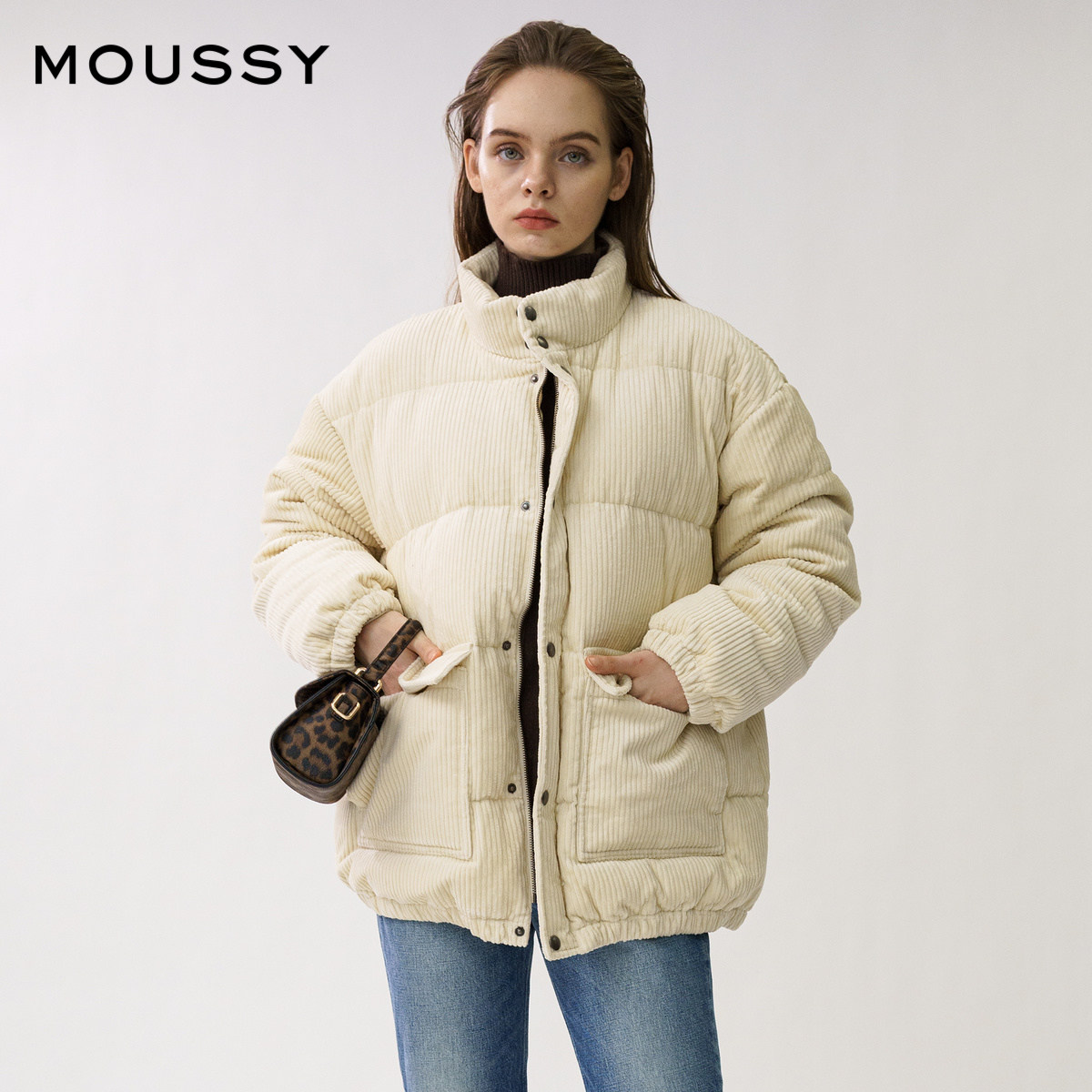 618 removes MOUSSY early spring stand collar corduroy casual jacket down jacket 028DA730-5050
