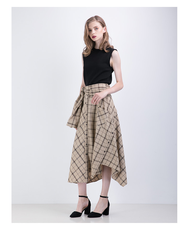 MOUSSY 18 đầu mùa thu mới vòng cổ tay gai màu rắn casual knit vest 010BAG70-5580 áo len mỏng
