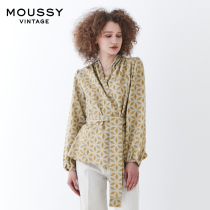 MOUSSY 2021 Spring and summer new Japanese linen pattern lace-up pleated jacket jacket 025DSB30-0160
