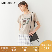 MOUSSY 2021 spring and summer new oil painting wind MENG pet PRINTING SHORT-sleeved SHORT T-shirt 010ES790-0470