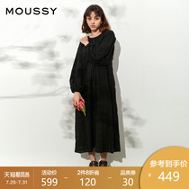 MOUSSY 2021 summer new character pattern bubble fabric lace-up hollow dress 010ESW30-1800