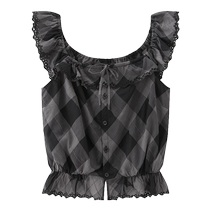 MOUSSY 2024 summer new product literary Hong Kong style multi-wear French plaid suspender top for women 028HAZ30-0411