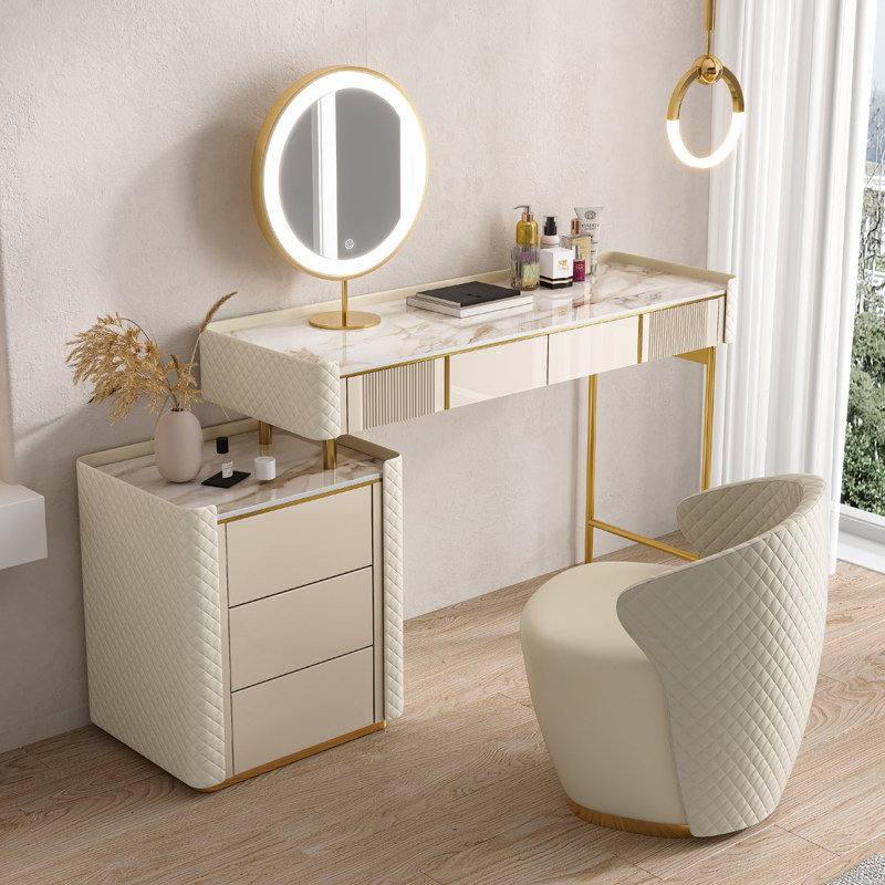 Light Extravagant Light Rock Board Makeup Desk Bedroom Containing Cabinet Integrated Modern Minima Small Household Type Tennis Red Ins Makeup Table