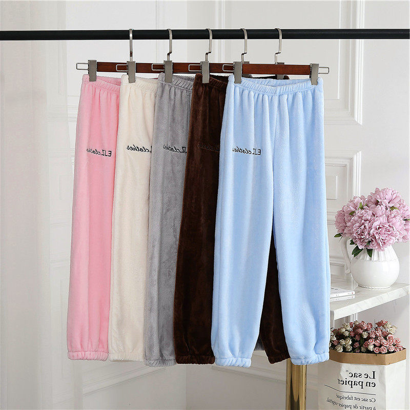 Autumn and winter children's pajama pants coral fleece flannel warm pants thickened home casual pants men and women baby pants