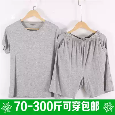 Men's home clothing set short sleeve shorts modal loose plus size T-shirt five-point pants sports 200kg middle-aged and elderly