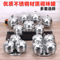 European style 304 stainless steel seasoning box Single with spoon seasoning canned salt tank pepper oil tank Creative kitchen supplies
