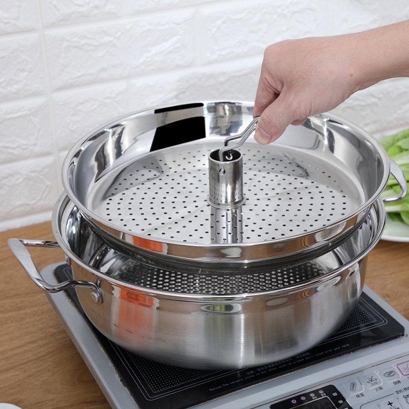 Multi-bottom sauna pot stainless steel seafood steam pot 30CM gas induction cooker cooking dual-purpose pot steamer