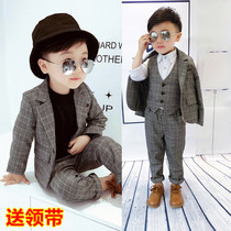 Boys small suit suit autumn and winter 2 handsome 3-year-old childrens suit three-piece 4 Korean version 6 British 5 baby dress 7