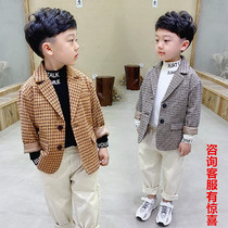 Childrens casual blazer British 2019 autumn and winter new boys plaid one-piece jacket small suit