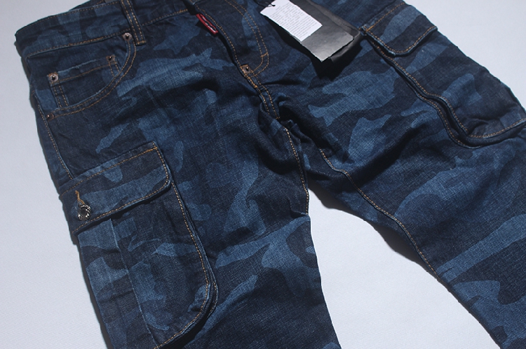 Linh hồn hải quân ngụy trang nhiều mẫu túi da quân đội Mỹ da nam mỏng denim chân chín quần size quần jean nam