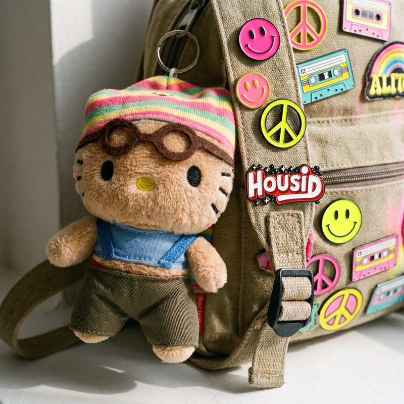 Japan Housid Hawaiian Black Leather Dreadlock Kt Bag Pendant Plush Doll Keychain Valentine's Day Gift
