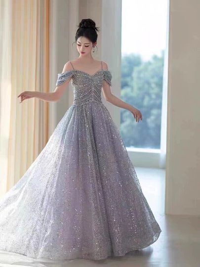 高级质感轻奢晚礼服2025新款气质重工主持人艺考比赛生日宴会长裙