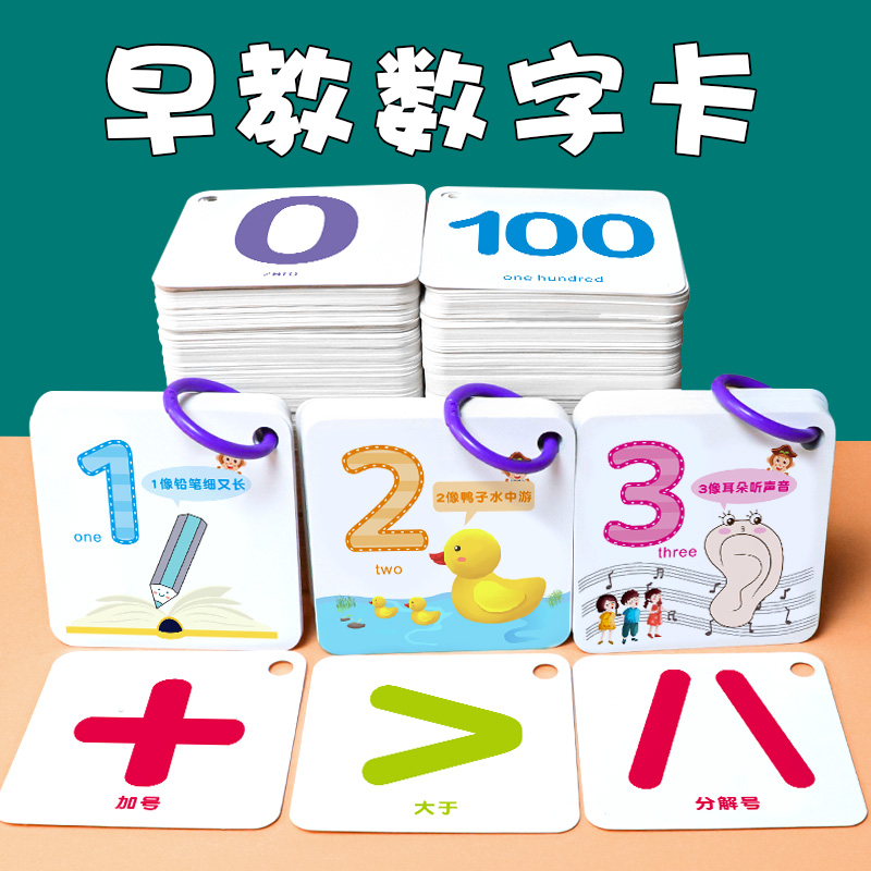 Baby digital cards 1 to 100 kindergarten teaching props 10 children's physical early education artifact toy cognitive card