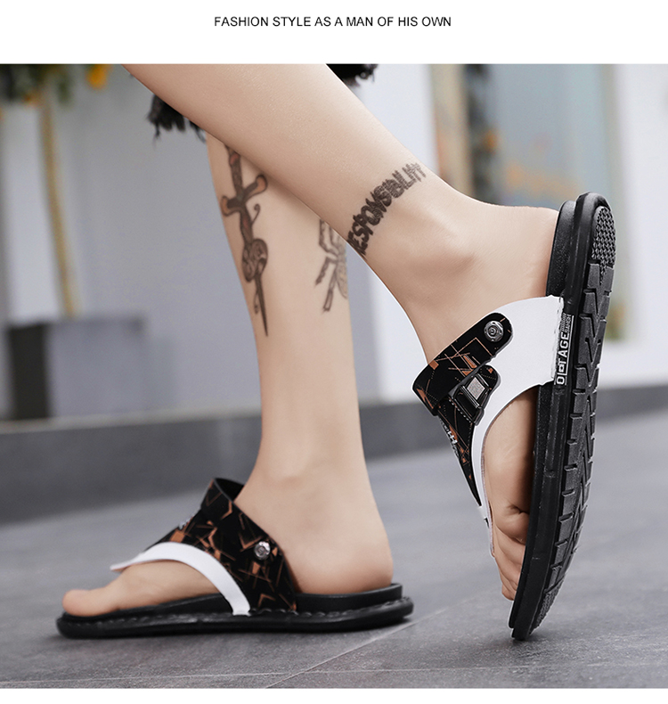 2023 Pantofole da uomo Tendenza estiva Capispalla Antiscivolo Resistente all'usura Infradito con suola morbida Sandali da spiaggia a doppio uso da uomo all'aperto_voghion.com