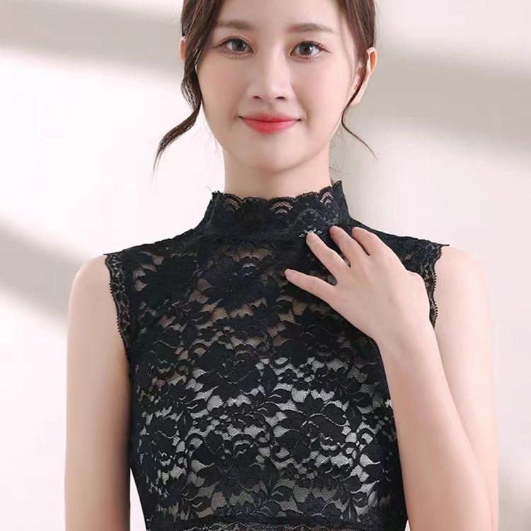 Lace Fake Collar Versatile Women's Fake Collar High-End Autumn and Winter Half-High Collar Lace Shirt Collar for Pairing with Sweaters in Black and White