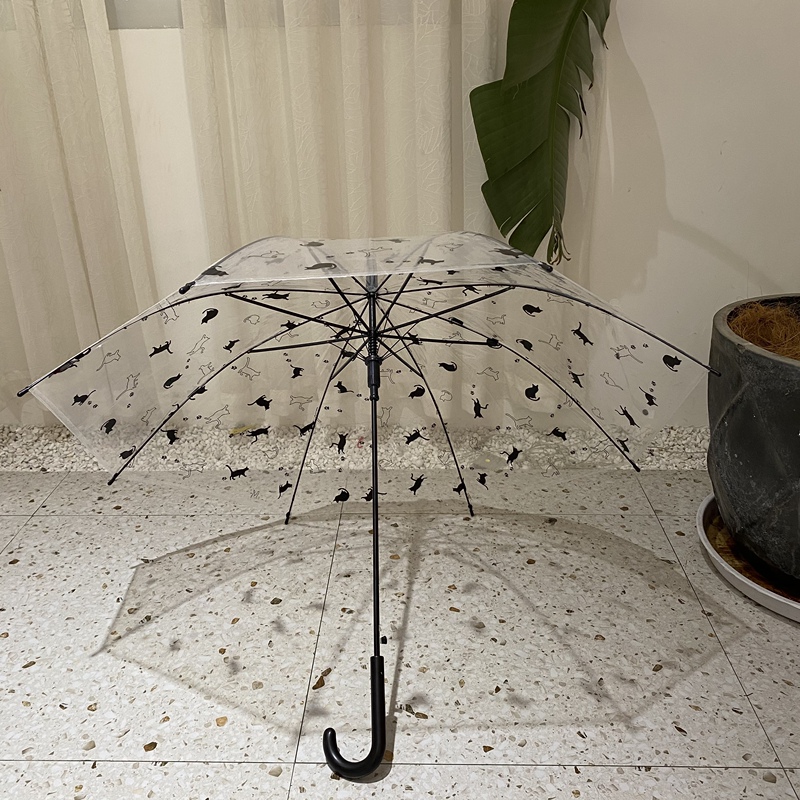 Cute Japanese Cat Transparent Umbrella, Lightweight Long-Handle Portable Automatic Student Trendy Street Photography Umbrella Cute Japanese Cat Transparent Umbrella, Lightweight Long-Handle Portable Automatic Student Trendy Street Photography Umbrella