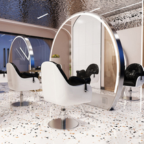 Hairdresdist Mirror Terrace Net Red Hair Salon Special sided stainless steel with lamp floor haircut mirror Beauty hair Shop Haircut Mirror