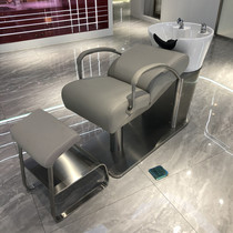 New High-end Mesh Red Beauty Hair Shop Semi-Reclining Shampoo Bed Hair Salon Special Hairdresseshop Stainless Steel Ceramic Basin