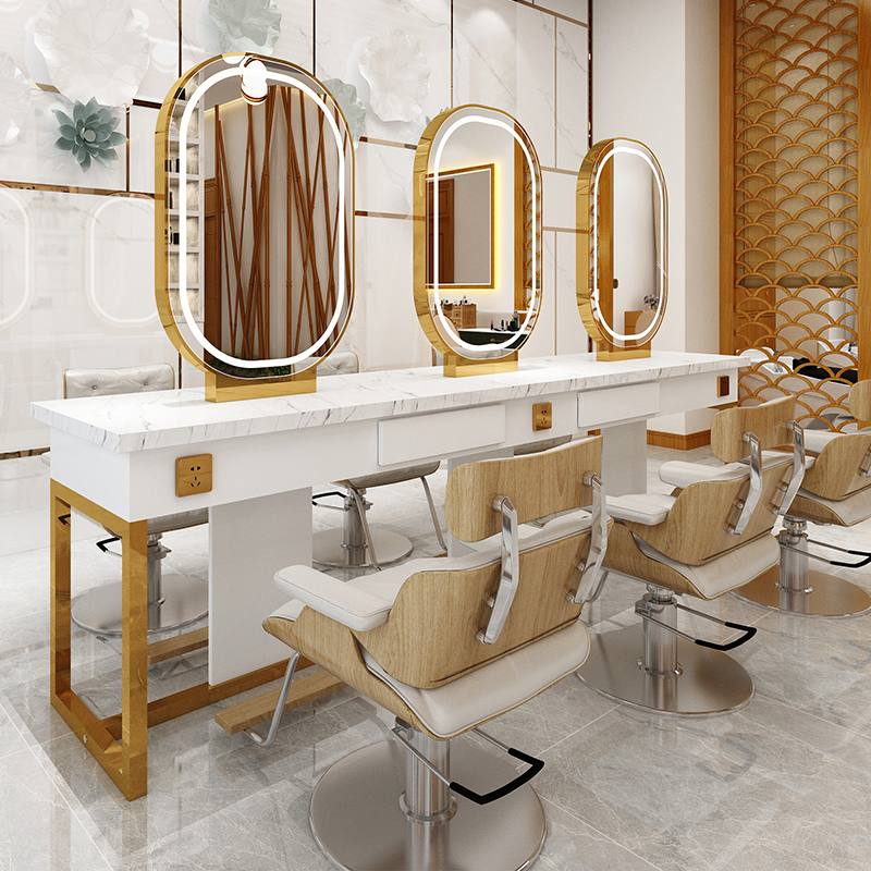 Net Red Barber shop mirror hair salon special with light mirror hairdressing shop perm mirror double-sided floor mirror