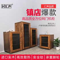 Tempered glass 23 four-story oak wood mortise and tenon sound cabinet equipment cabinet solid wood log walnuts wooden sound box guts