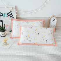 Cotton double-layer yarn Baby Baby Baby pillowcase 30x50 single trumpet cartoon gauze pillowcase 40*60