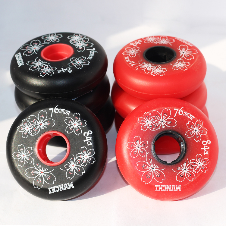 New cherry blossom wheel shock explosion accessories Brake roller skates Ice skating flat flower skating professional grinding wheel in-line wheels All-wheel meat