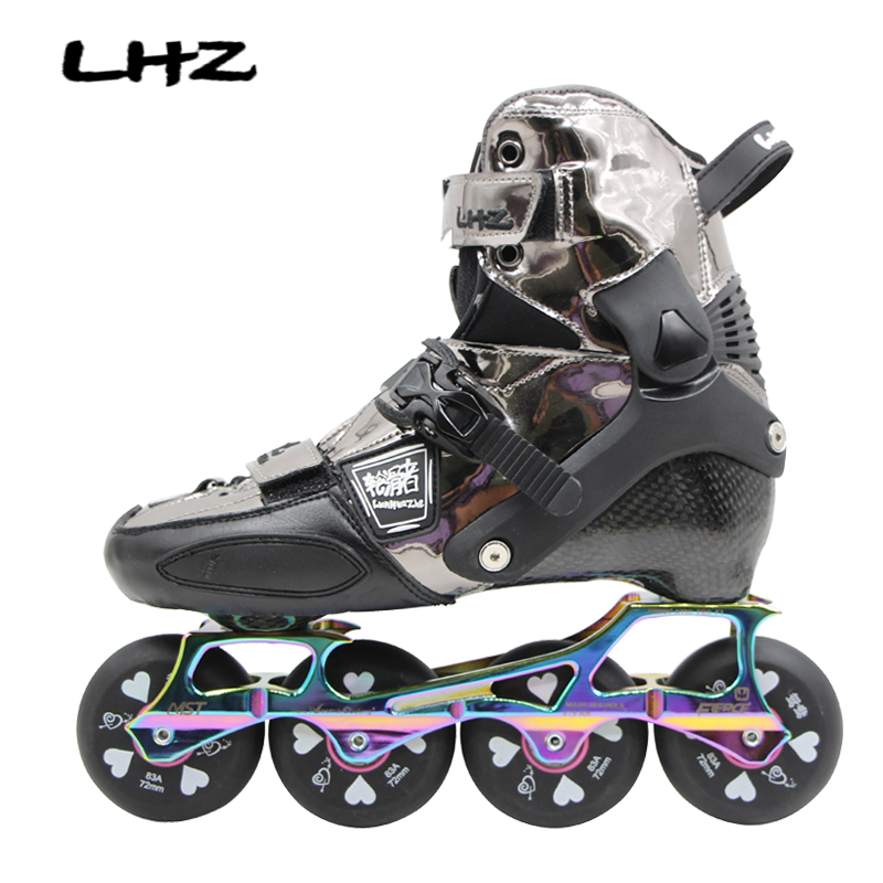 LHZ Carbon Fiber Professional Flat Flower Shoes Middle High-end Custom Wheel Sliding Shoes KSJ Bullets Adults Straight Up Dry Ice Skates