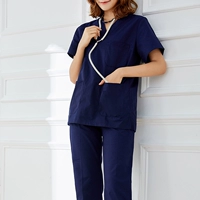 Женский тибетский синий набор с коротким рукавом