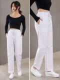 Униформа медсестры, белые тонкие синие зимние штаны, эластичная талия, большой размер, увеличенная толщина