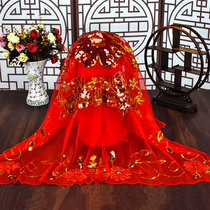 New bridal hijab Chinese style princess embroidery red hijab wedding supplies sequined hijab wedding sedan veil