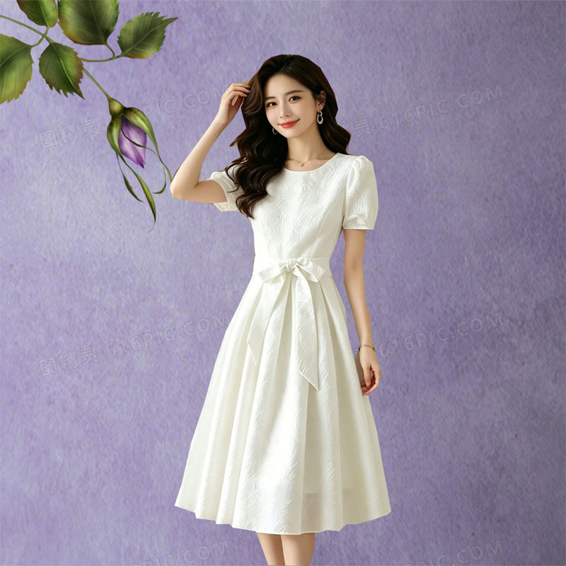 Women's Gentle Petite Dress 2026 New Summer Style Simple and Elegant White Color, Slimming and Unique Design That Doesn'T Clash with Others Women's Gentle Petite Dress 2026 New Summer Style Simple and Elegant White Color, Slimming and Unique Design That Doesn'T Clash with Others