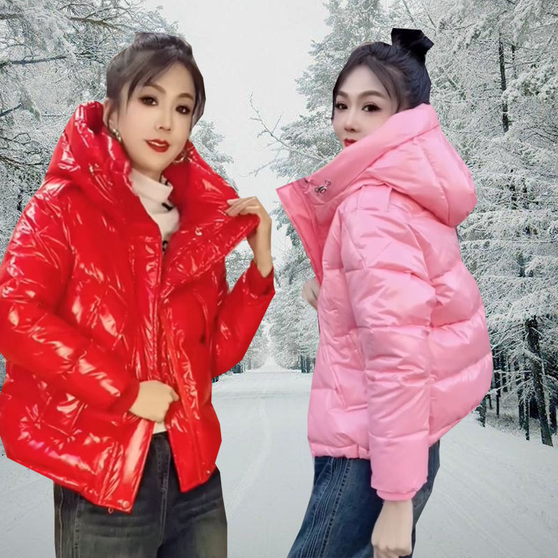Short down Jacket for Women, Lightweight 2024 New Cotton-Padded Jacket, Winter Glossy Loose-Fitting High-End Coat for Petite Figures