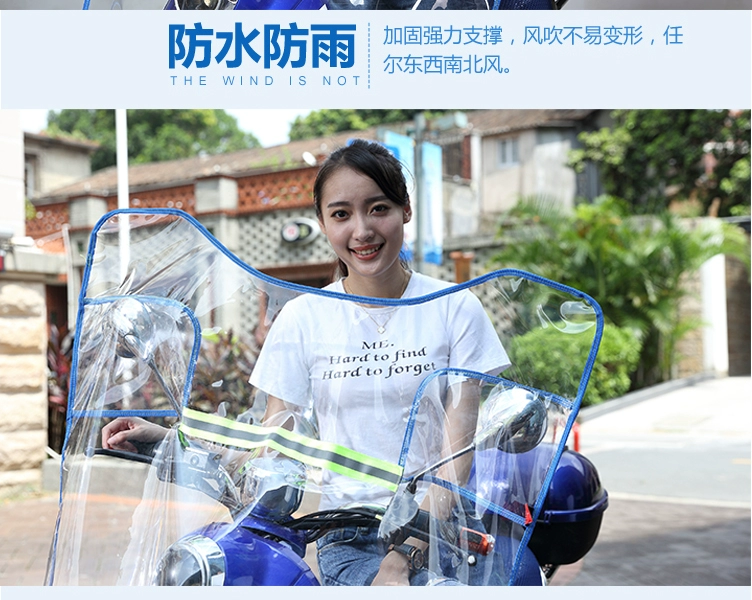 Phụ nữ xe máy điện nhấp nháy bảng điều khiển phía trước kính chắn gió an toàn trong suốt cài đặt miễn phí gương chiếu hậu xe pin