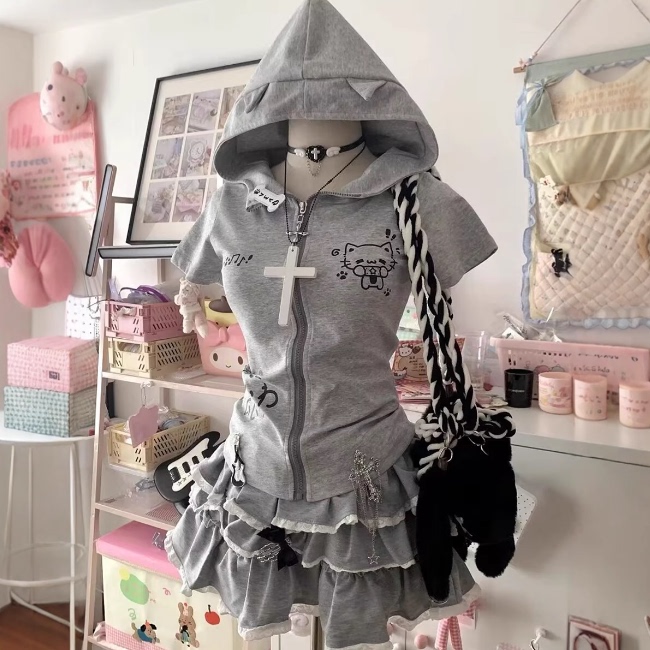 Japanese-Style Anime Junior High School Student Clothes Lolita Cute Skirt Outfit Sweet and Cute Soft Girl Style Summer Set Japanese-Style Anime Junior High School Student Clothes Lolita Cute Skirt Outfit Sweet and Cute Soft Girl Style Summer Set
