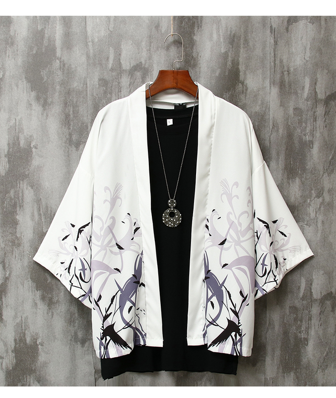 Summer Three-Quarter Sleeve Shirt for Men, Loose Chinese Style Men's Clothing, Sun Protection Jacket, Thin Ancient Style, Very Elegant Couple's Robe