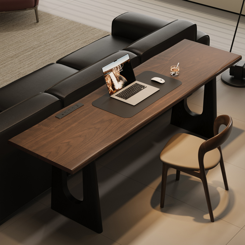 Long Table Behind the Sofa in the Living Room, North American Black Walnut Wood, Double Study Table, Living Room Home-Use Solid Wood Partition Table