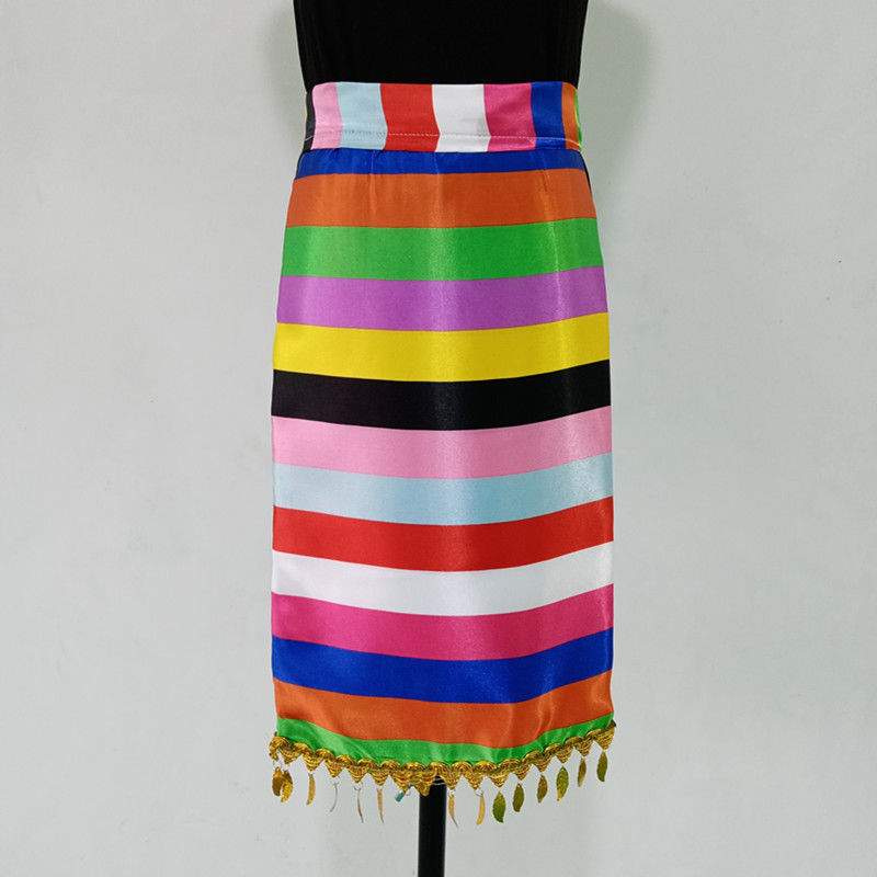 Tibetan Dancing Apron Square Dance Tibetan Colored Strips One Piece Belt Apron National Dance Performance Clothing Accessories-Taobao