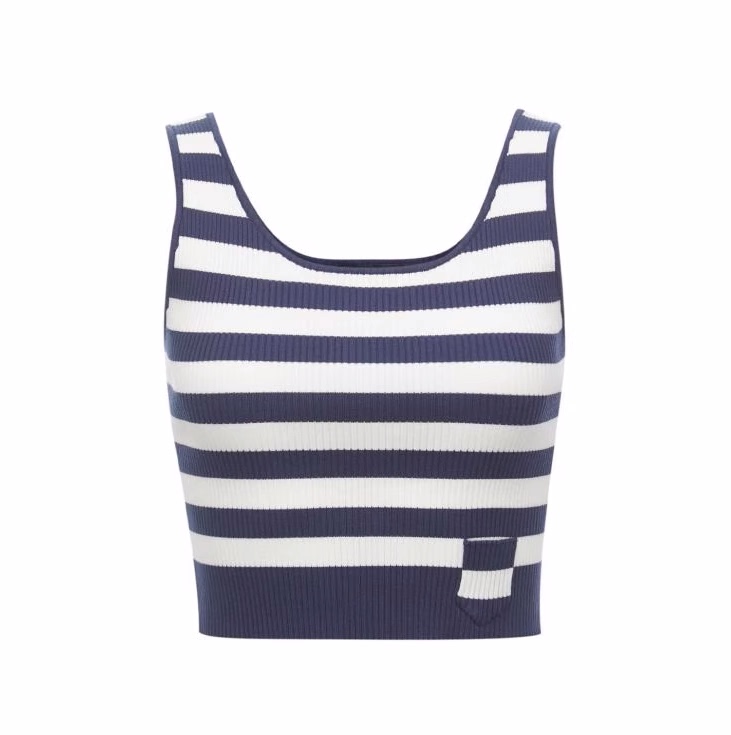 The Same Style as the Mall's 2026 Summer New Short Slim-Fit Pullover Camisole with Striped Nautica Style Knitted Vest