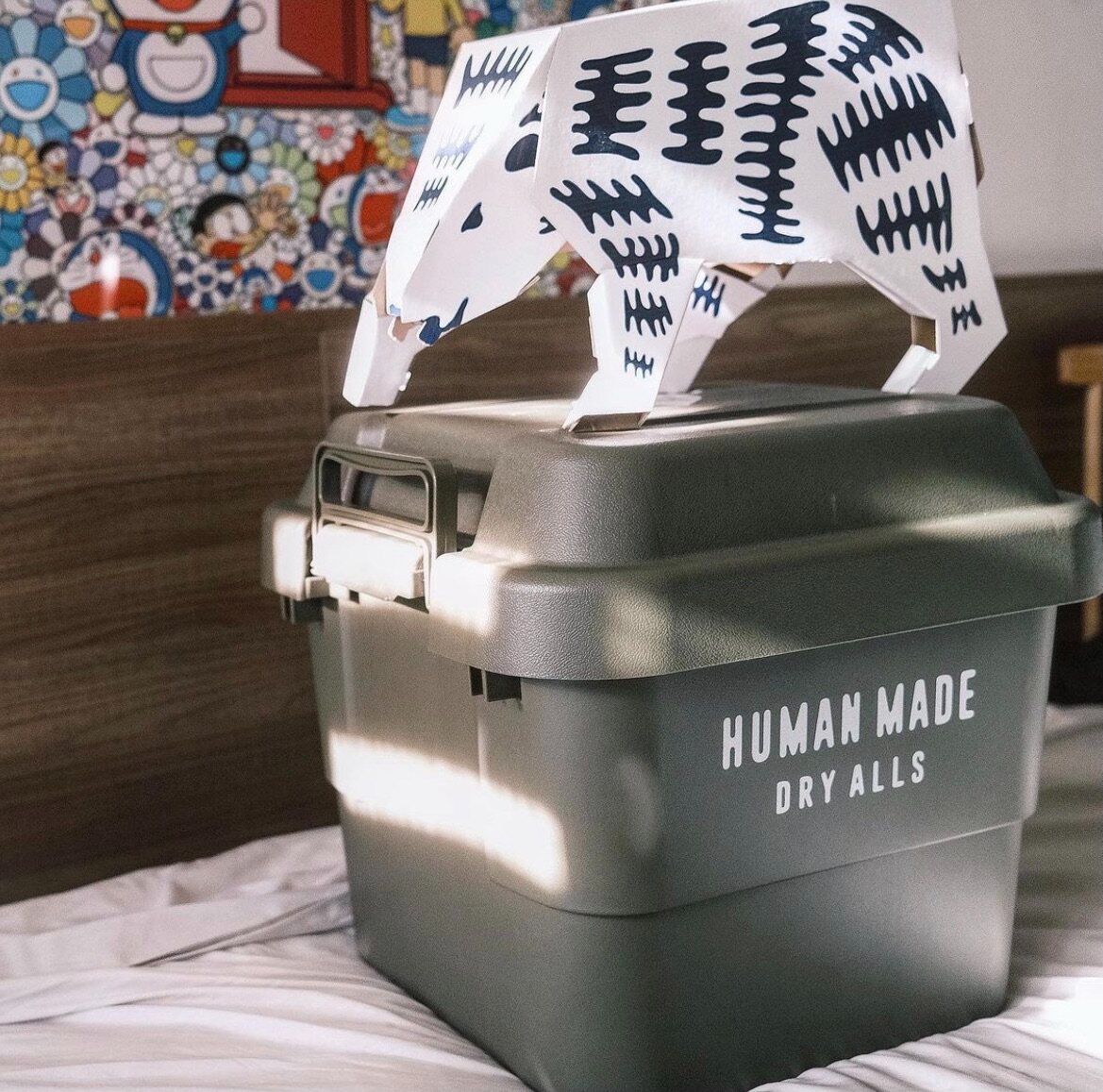 HUMANMADE20AW green outdoor travel love logo multi-function with lid car clothes storage box tide s